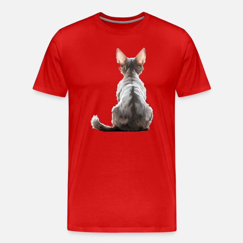 Chat Devon Rex - T-shirt bio Premium Homme - rouge