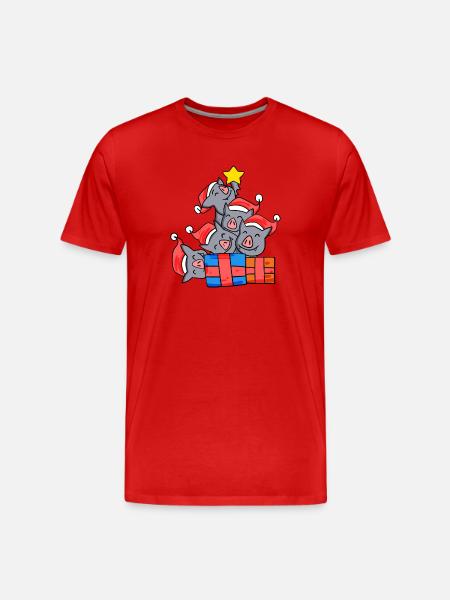 Bat Christmas Tree Christmas - Men's Premium Organic T-Shirt - red