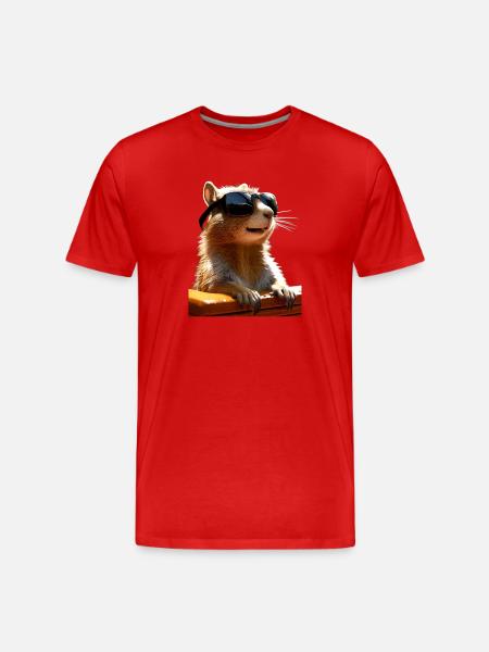 Squirrel Sunglasses I Love Squirrel - Men's Premium Organic T-Shirt - red