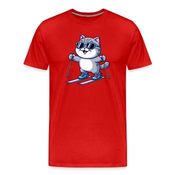 Ski britannique à poil court (Shorthair Skiing) Hiver - T-shirt bio Premium Homme - rouge - Devant - Damien (186cm)