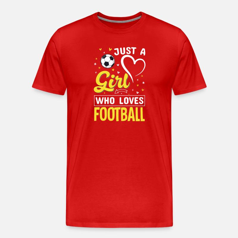 Mädchen liebt Fußball Logo - Männer Premium Bio T-Shirt - Rot