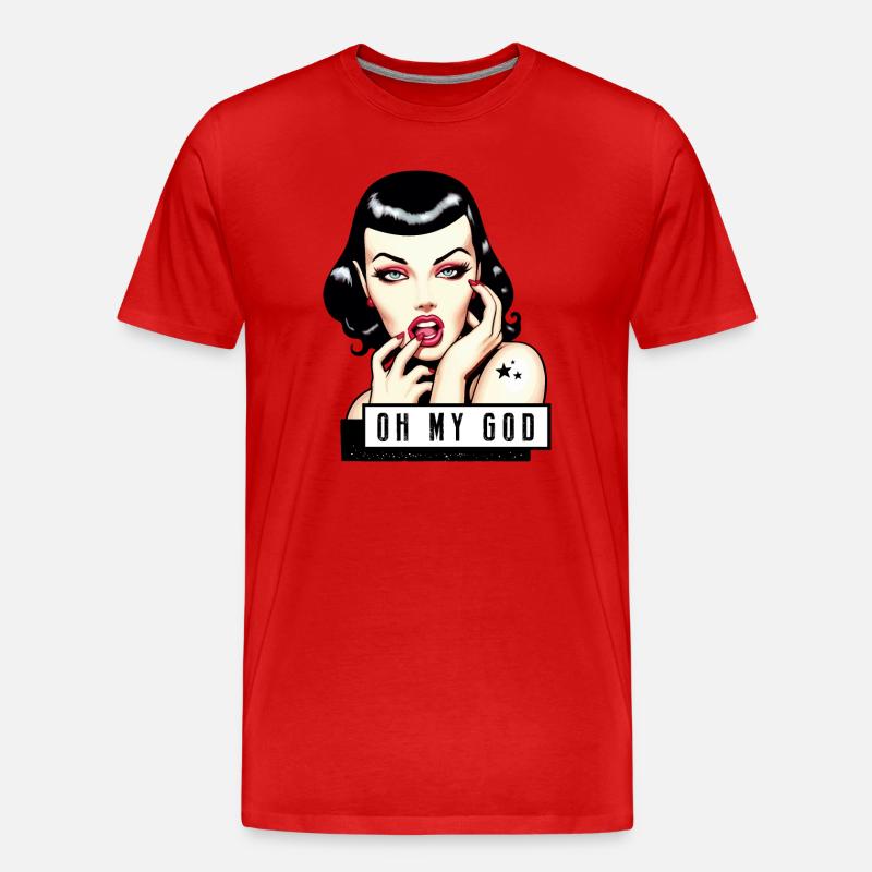 Lola Rockabilly Illustration TShirt - Männer Premium Bio T-Shirt - Rot