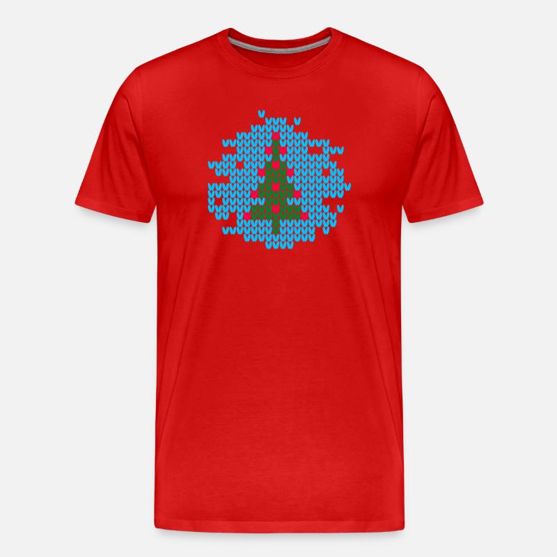 Weihnachtsbaum Strick Ugly Christmas Xmas Muster - Männer Premium Bio T-Shirt - Rot