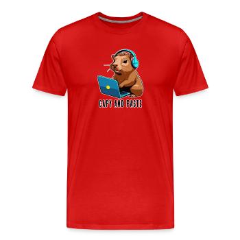 Capybara mit Witz Capy and Paste - Männer Premium Bio T-Shirt - Rot - Vorne - Damien (186cm)