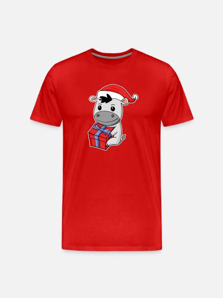 Donkey with Santa hat - Christmas - Men's Premium Organic T-Shirt - red