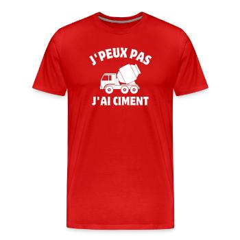 ciment, engin de chantier, chantier - T-shirt bio Premium Homme - rouge - Devant - Damien (186cm)