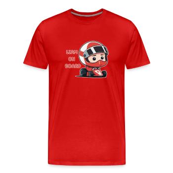 Liam on board - Männer Premium Bio T-Shirt - Rot - Vorne - Damien (186cm)