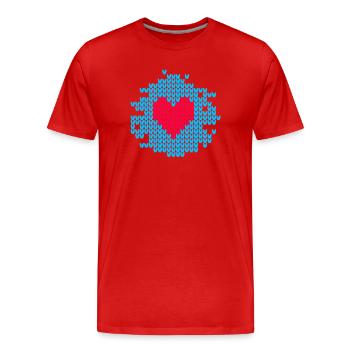 Heart Knit Pattern Christmas ugly christmas Xmas - Men's Premium Organic T-Shirt - red - Front - Damien (186cm)