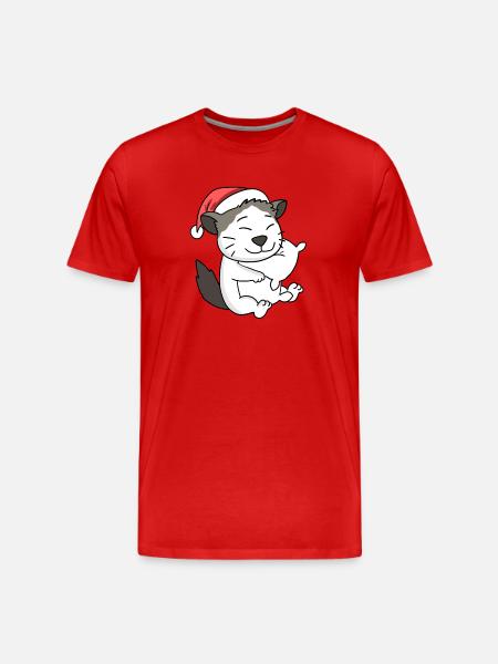 Chat Mignon Ragdoll Fatigué Noël - T-shirt bio Premium Homme - rouge