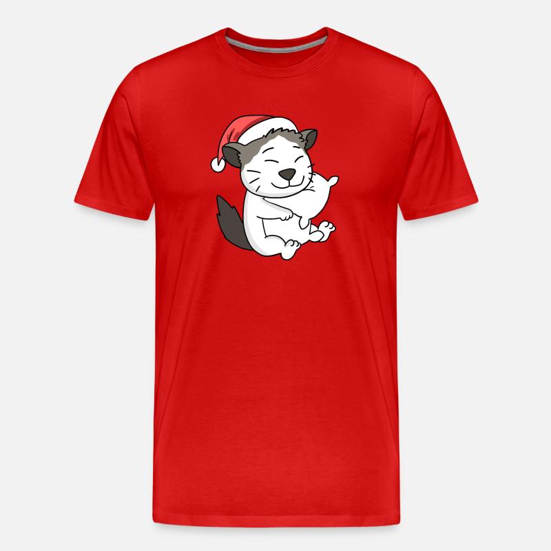 Katze Niedlich Ragdoll Müde Weihnachten - Männer Premium Bio T-Shirt - Rot