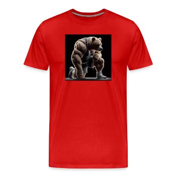 Bär Muskeln Sport Tier Fantasie - Männer Premium Bio T-Shirt - Rot - Vorne - Damien (186cm)