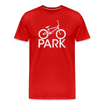 bmx park Fahrrad bike Symbol halfpipe Logo icon - Männer Premium Bio T-Shirt - Rot - Vorne - Damien (186cm)