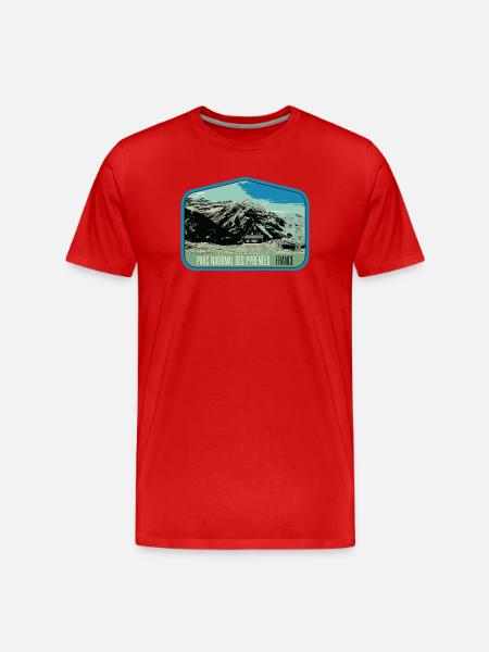 Pyrenees Landscape Escutcheon: Authentic Nature - Men's Premium Organic T-Shirt - red