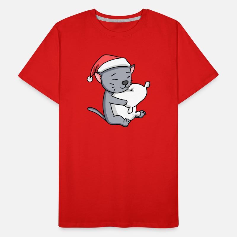 Chat Mignon Korat Chat Fatigué Noël T-shirt bio Premium Homme