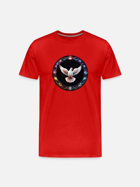 Friedens-Taube im Farbenzauber - Männer Premium Bio T-Shirt - Rot