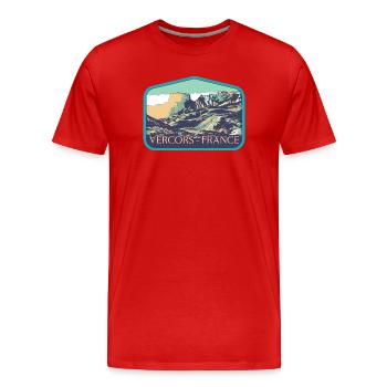 Regionaler Naturpark Vercors: Majestätische Natur - Männer Premium Bio T-Shirt - Rot - Vorne - Damien (186cm)
