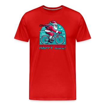 Bonne sortie de Noël Saint-Nicolas sur le vélo de route - T-shirt bio Premium Homme - rouge - Devant - Damien (186cm)