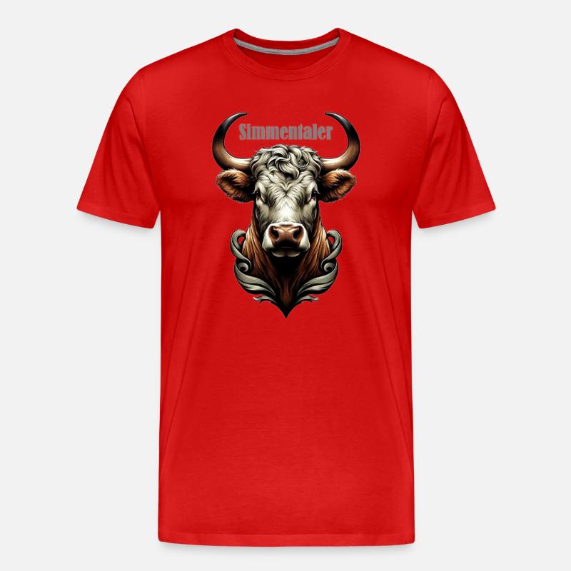 Simmentaler - Männer Premium Bio T-Shirt - Rot