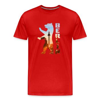 Berlin Bär Silhouette - Männer Premium Bio T-Shirt - Rot - Vorne - Damien (186cm)