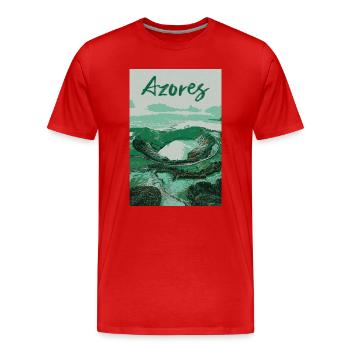 Illustration der Lagunen auf den Azoren, Portugal - Männer Premium Bio T-Shirt - Rot - Vorne - Damien (186cm)