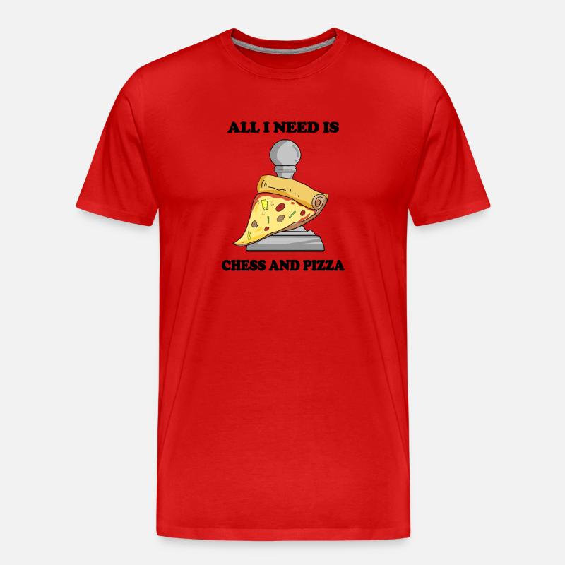 Échecs et pizza - T-shirt bio Premium Homme - rouge