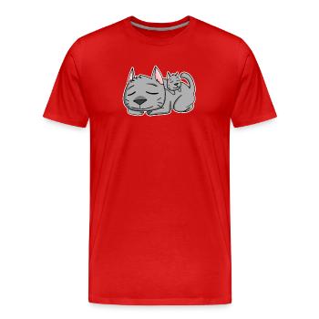 Famille Chat - Chat avec bébé - Parent isolé - T-shirt bio Premium Homme - rouge - Devant - Damien (186cm)