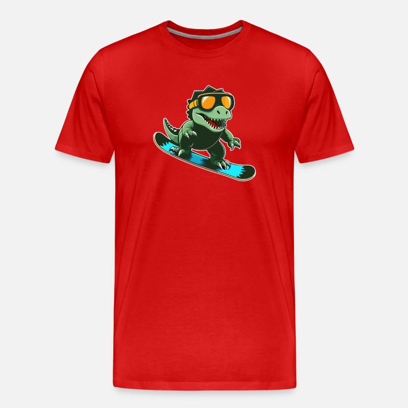 T-Rex Snowboarding - Männer Premium Bio T-Shirt - Rot