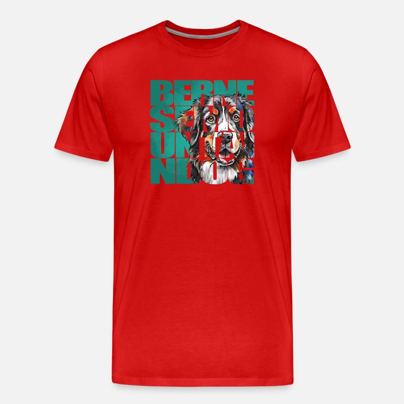 Berner Sennenhund Portrait - Männer Premium Bio T-Shirt - Rot