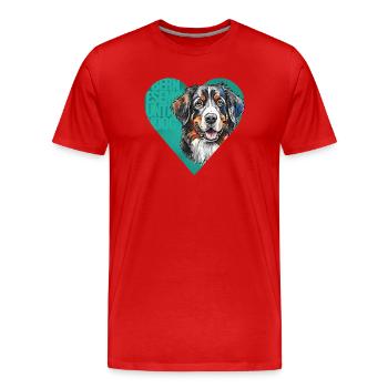 Bernese Mountain Dog Portrait - Men's Premium Organic T-Shirt - red - Front - Damien (186cm)