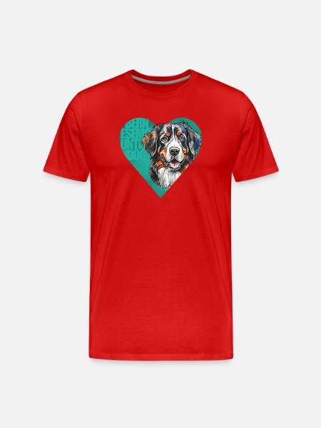 Bernese Mountain Dog Portrait - Men's Premium Organic T-Shirt - red