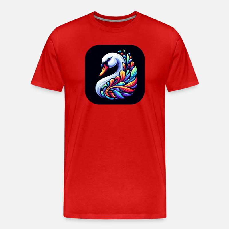 Schwan Tier Vogel Bunt Comic - Männer Premium Bio T-Shirt - Rot