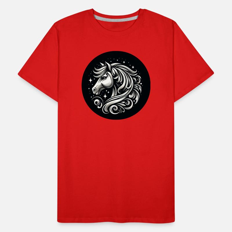 Pferd Kopf mit Sternen Männer Premium Bio T-Shirt