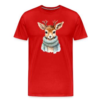 Fauve en manteau d’hiver - T-shirt bio Premium Homme - rouge - Devant - Damien (186cm)