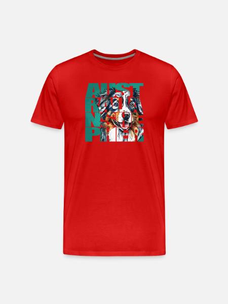 Australian Shepherd Portrait - Men's Premium Organic T-Shirt - red