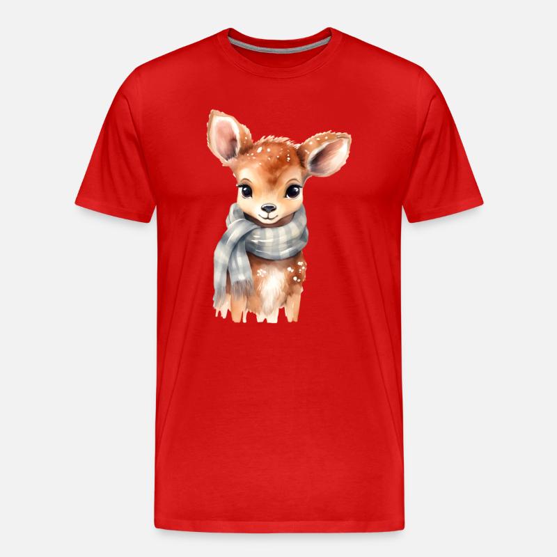 Faon délicat avec écharpe - T-shirt bio Premium Homme - rouge