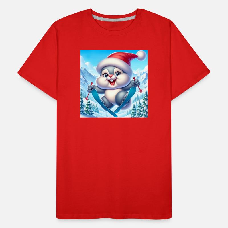 Bunny Jumping Ski Christmas Men's Premium Organic T-Shirt