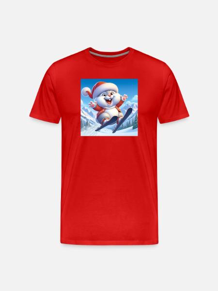 Lapin Saut Ski Noël - T-shirt bio Premium Homme - rouge