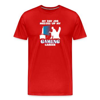 Gamer Carrière Travail Emploi Employé - T-shirt bio Premium Homme - rouge - Devant - Damien (186cm)