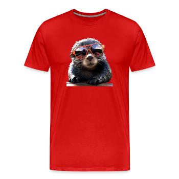 Mole with sunglasses Love Cute Moles - Men's Premium Organic T-Shirt - red - Front - Damien (186cm)