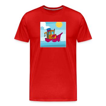 Buntes Bild eines lustigen Schleppers - Männer Premium Bio T-Shirt - Rot - Vorne - Damien (186cm)