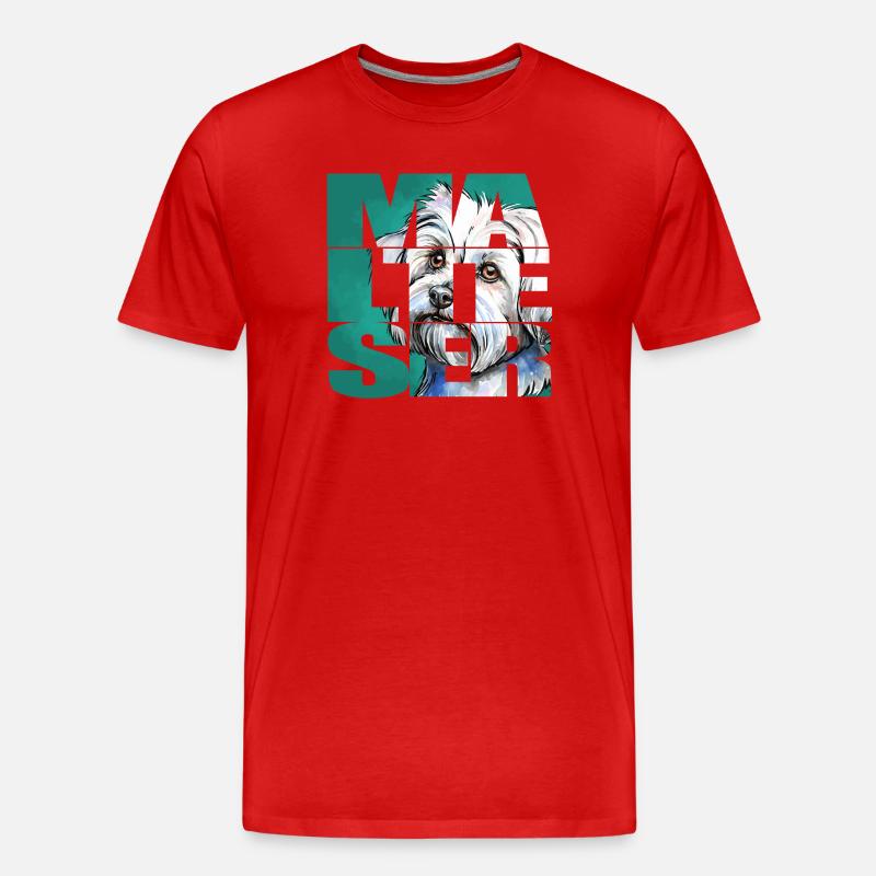 Malteser Portrait - Männer Premium Bio T-Shirt - Rot