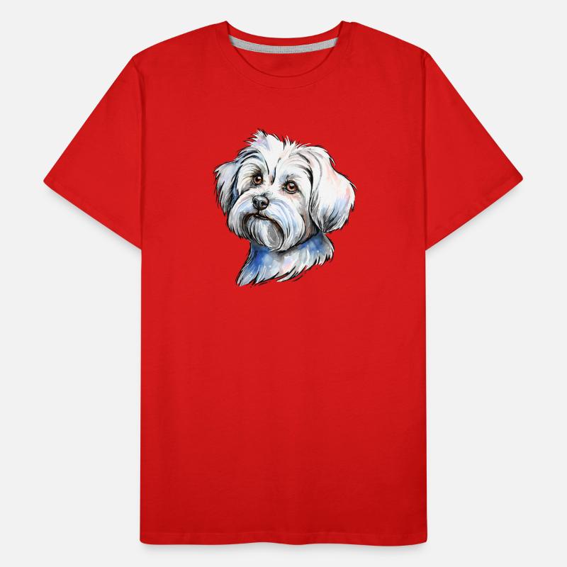 Portrait de bichon maltais T-shirt bio Premium Homme
