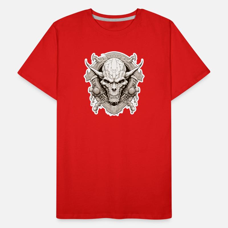 Dark Fantasy Wappen Dämonenschädel RPG Shirt Männer Premium Bio T-Shirt