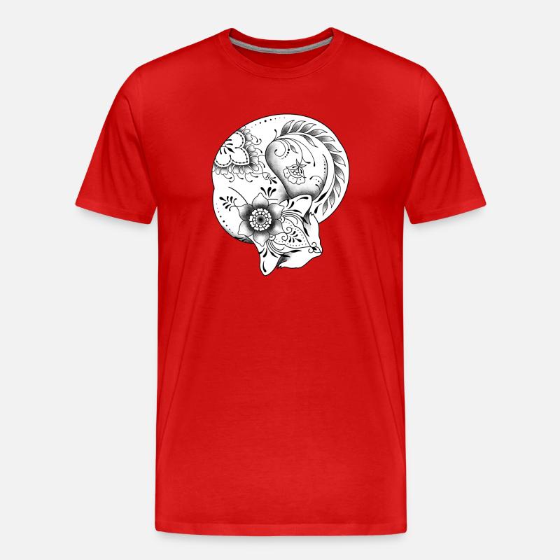Florales dekoratives Mandala-Katzendesign - Männer Premium Bio T-Shirt - Rot