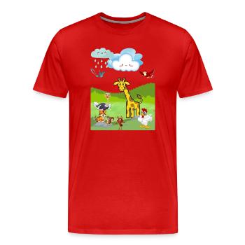 Verspielte Safari-Tierszene - Männer Premium Bio T-Shirt - Rot - Vorne - Damien (186cm)