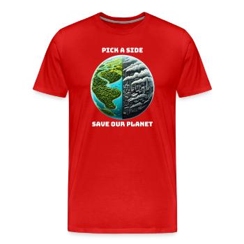 Climate change action - Men's Premium Organic T-Shirt - red - Front - Damien (186cm)