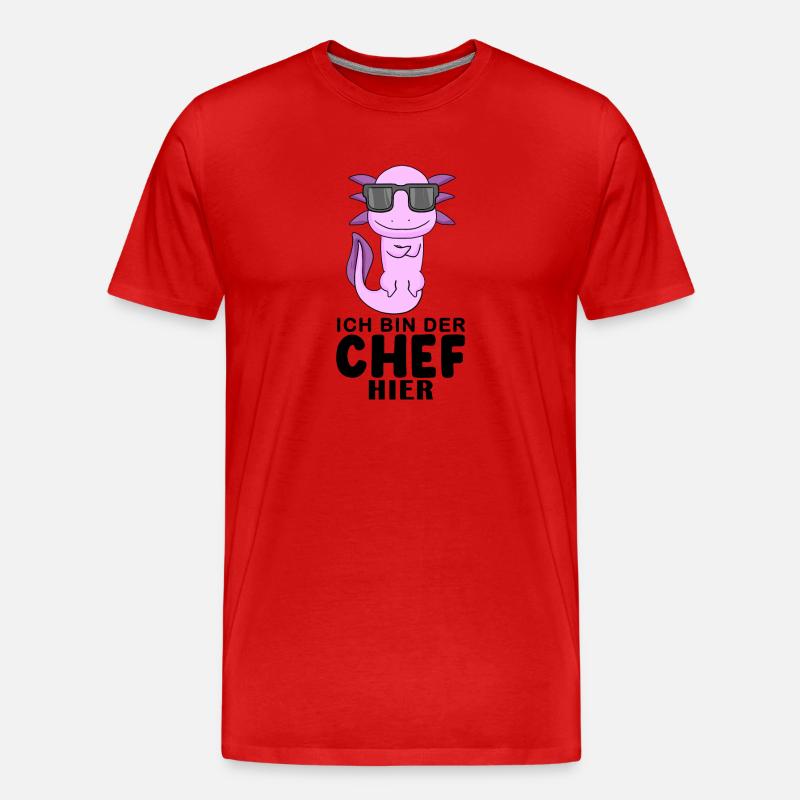 Chef Spruch mit Axolotl Motiv - Männer Premium Bio T-Shirt - Rot
