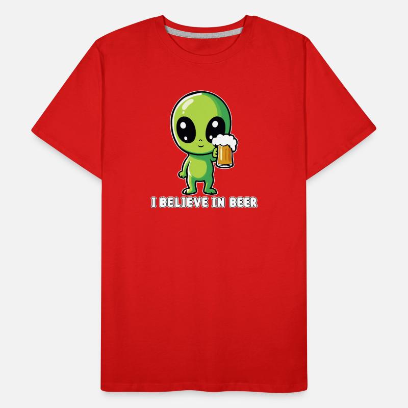 ALIEN mit Bier "I believe in beer" Männer Premium Bio T-Shirt