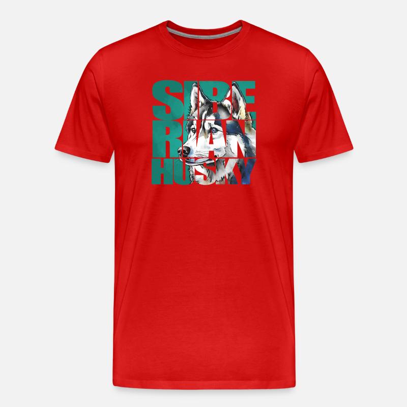 Sibirischer Husky Portrait - Männer Premium Bio T-Shirt - Rot