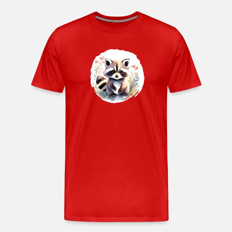 Waschbär Aquarell - Männer Premium Bio T-Shirt - Rot